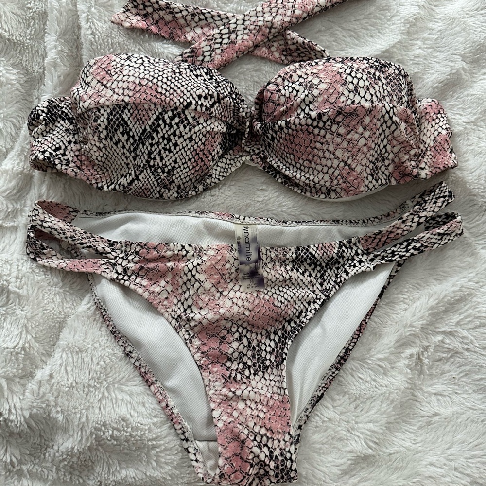Dynamite Snakeskin Strapless Bikini Set